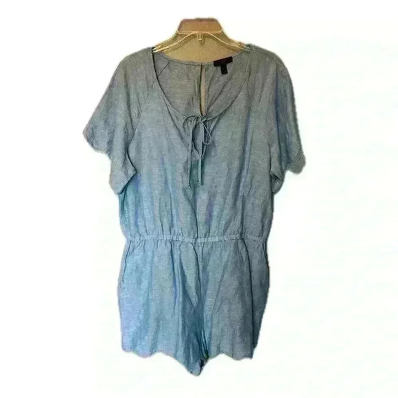 J. Crew Linen/Cotton Blend Scalloped Sleeve Romper Size Large - Picture 4 of 6
